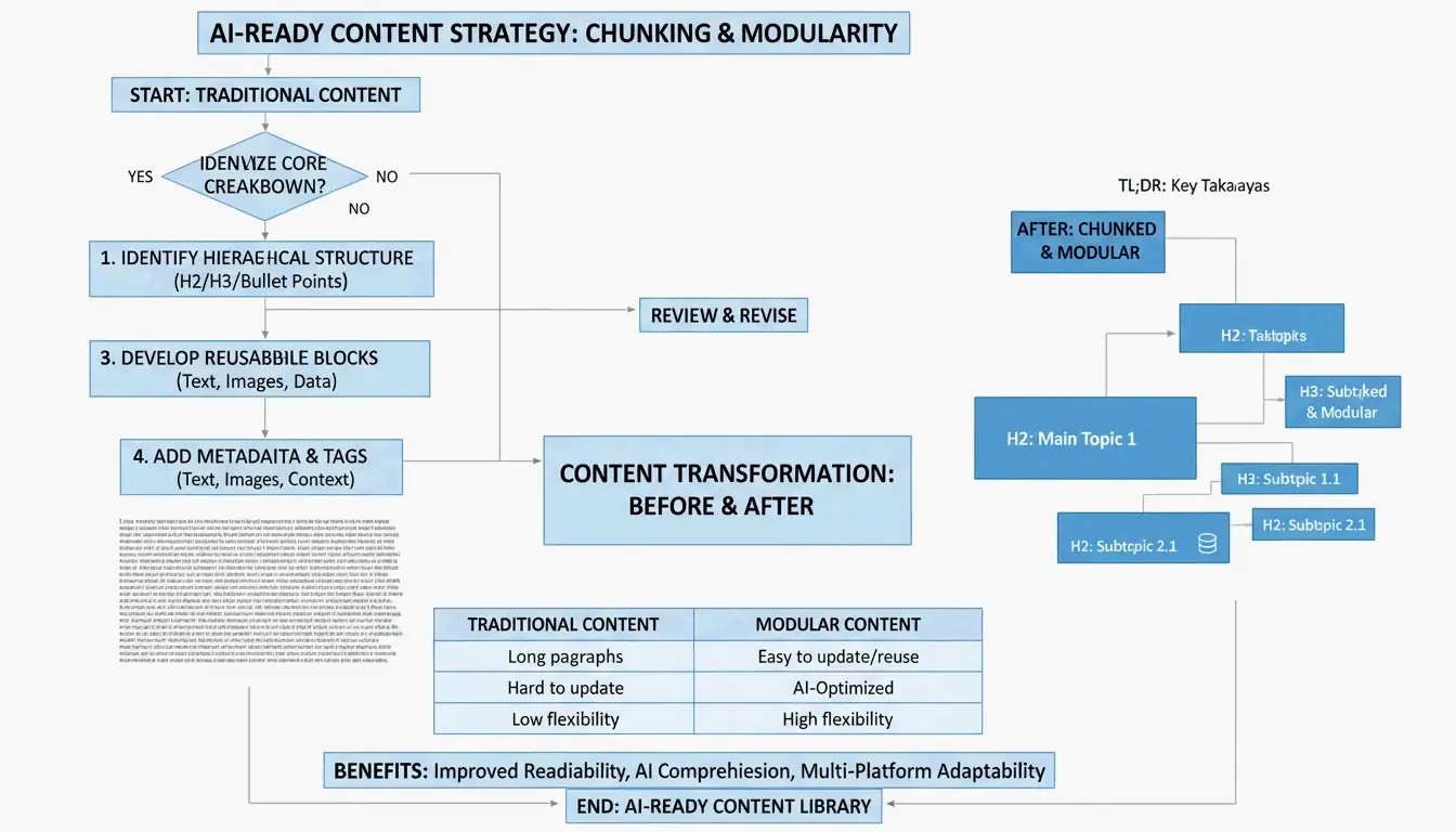 A checklist/workflow for 'Content Chunking'—from raw article to AI-ready modular content.