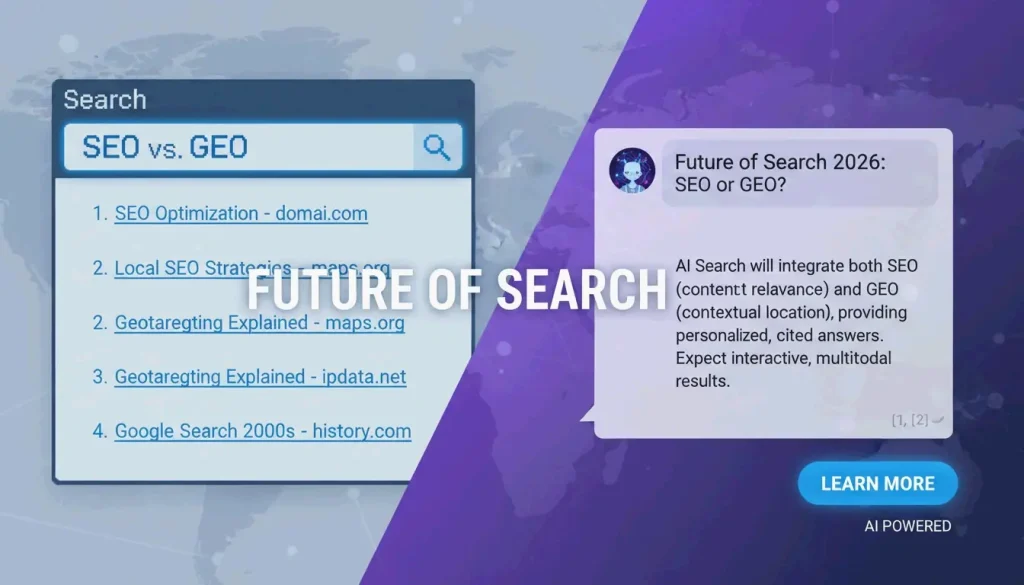 The evolution from traditional Search Engine Results Pages (SERPs) to AI-driven generative answers.