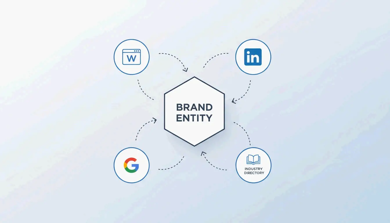 Brand consistency: central brand entity with consistent connections across multiple channels