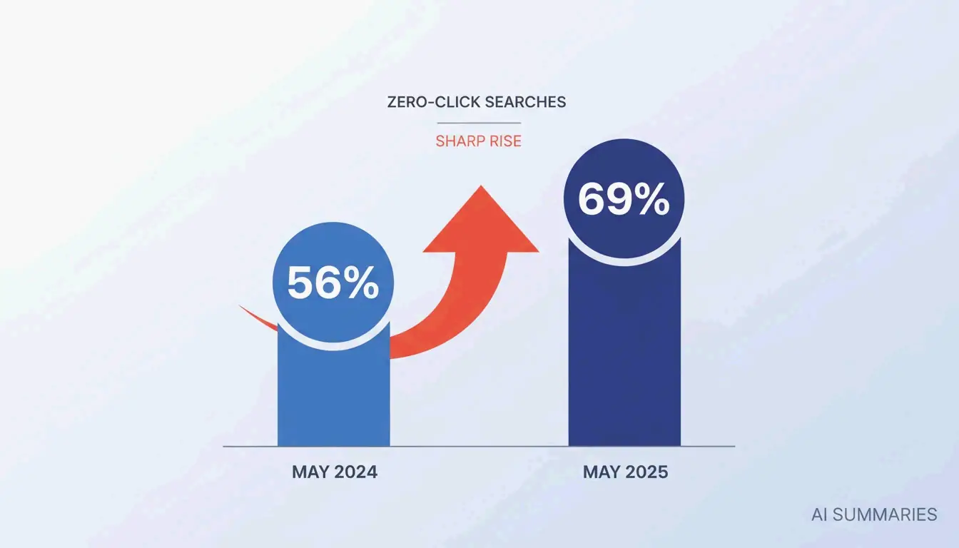 Zero-click search rate from 56% to 69%