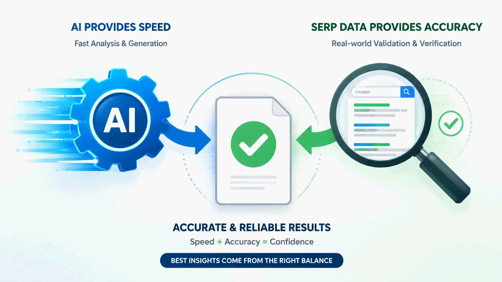 Hybrid validation: AI speed plus SERP data accuracy