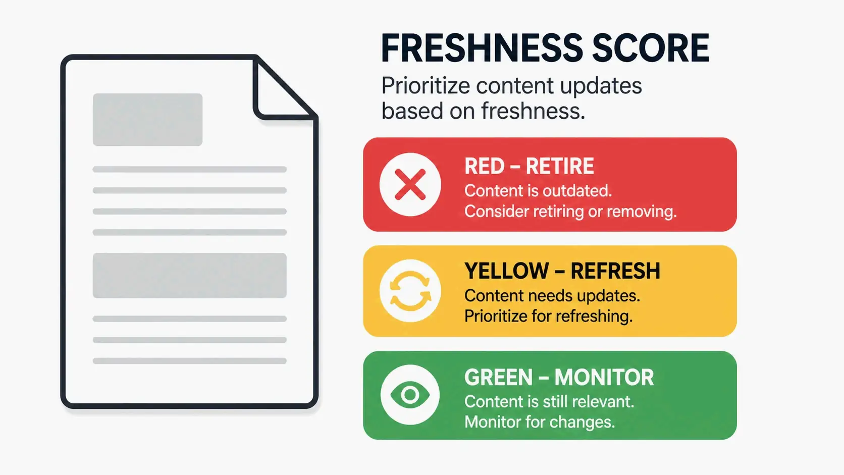 Three-color priority marking concept for content freshness score